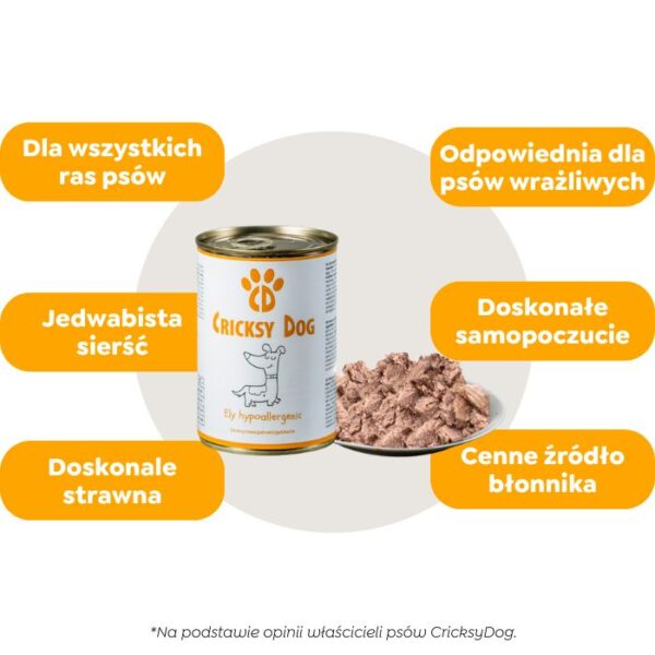 Ely Hipoalergiczna karma mokra dla psa z jagnięciną (formuła premium bez glutenu pszenicznego i mięsa z kurczaka) - 400 g - obrazek 4