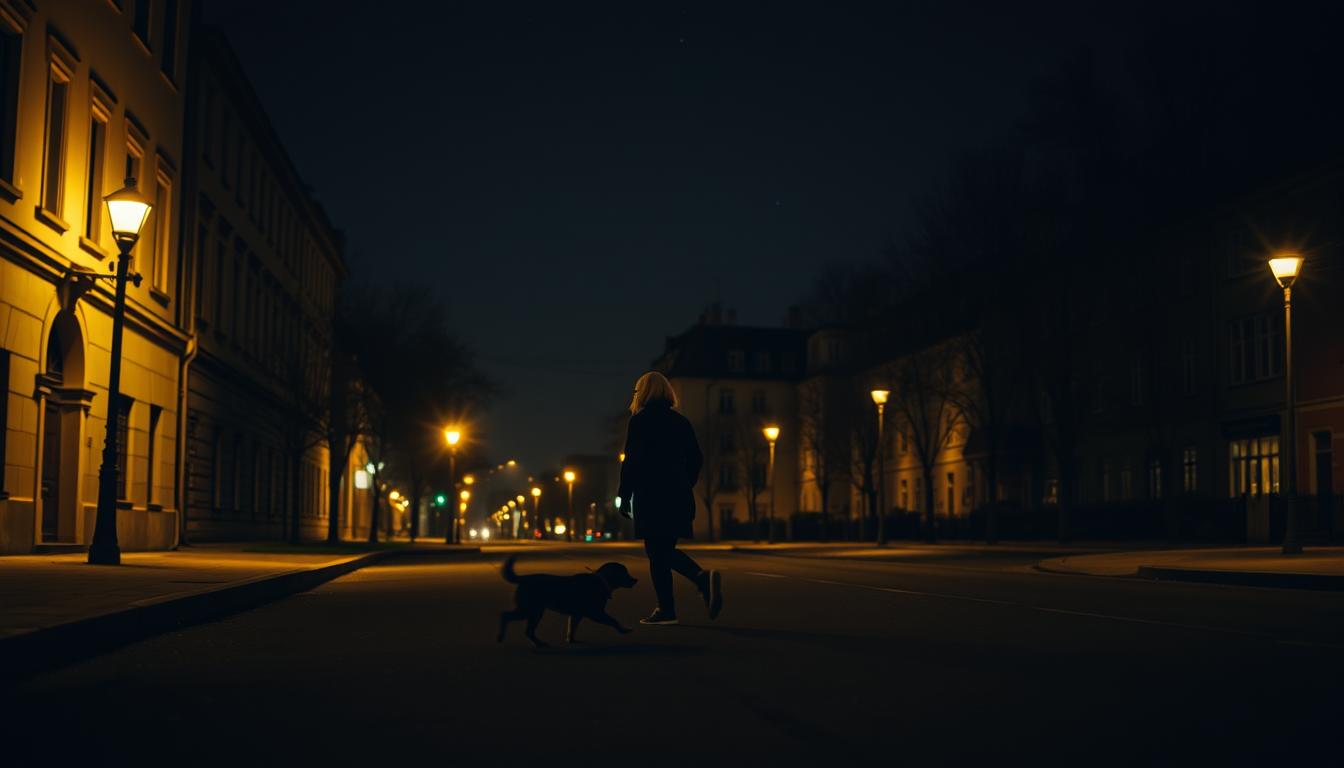 bezpieczny spacer nocą z psem