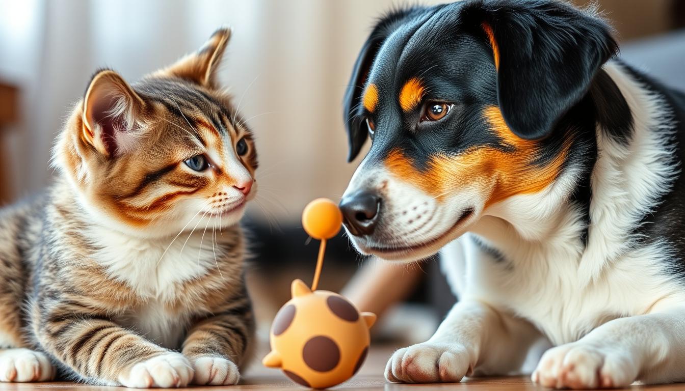 wspólna aktywność kota z psem