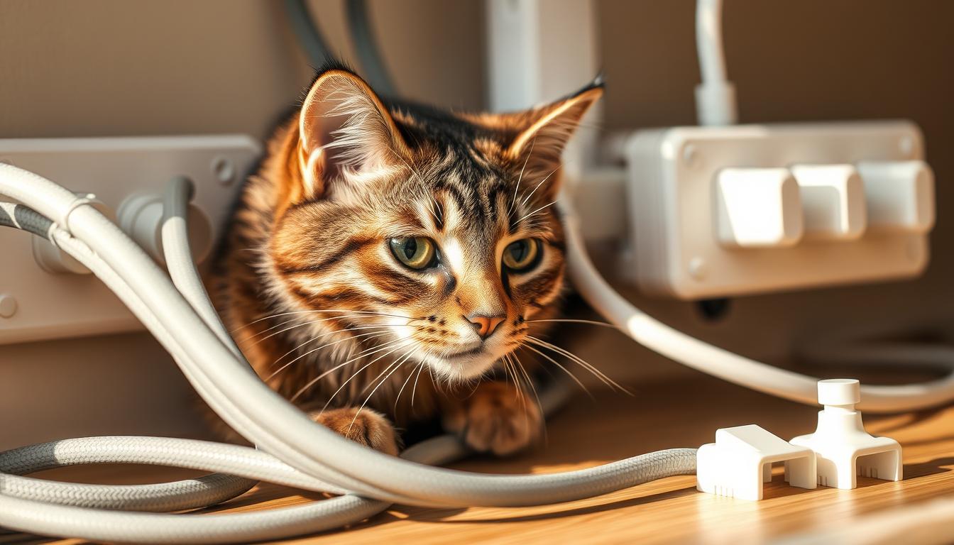 ukrywanie kabli elektrycznych przed kotem
