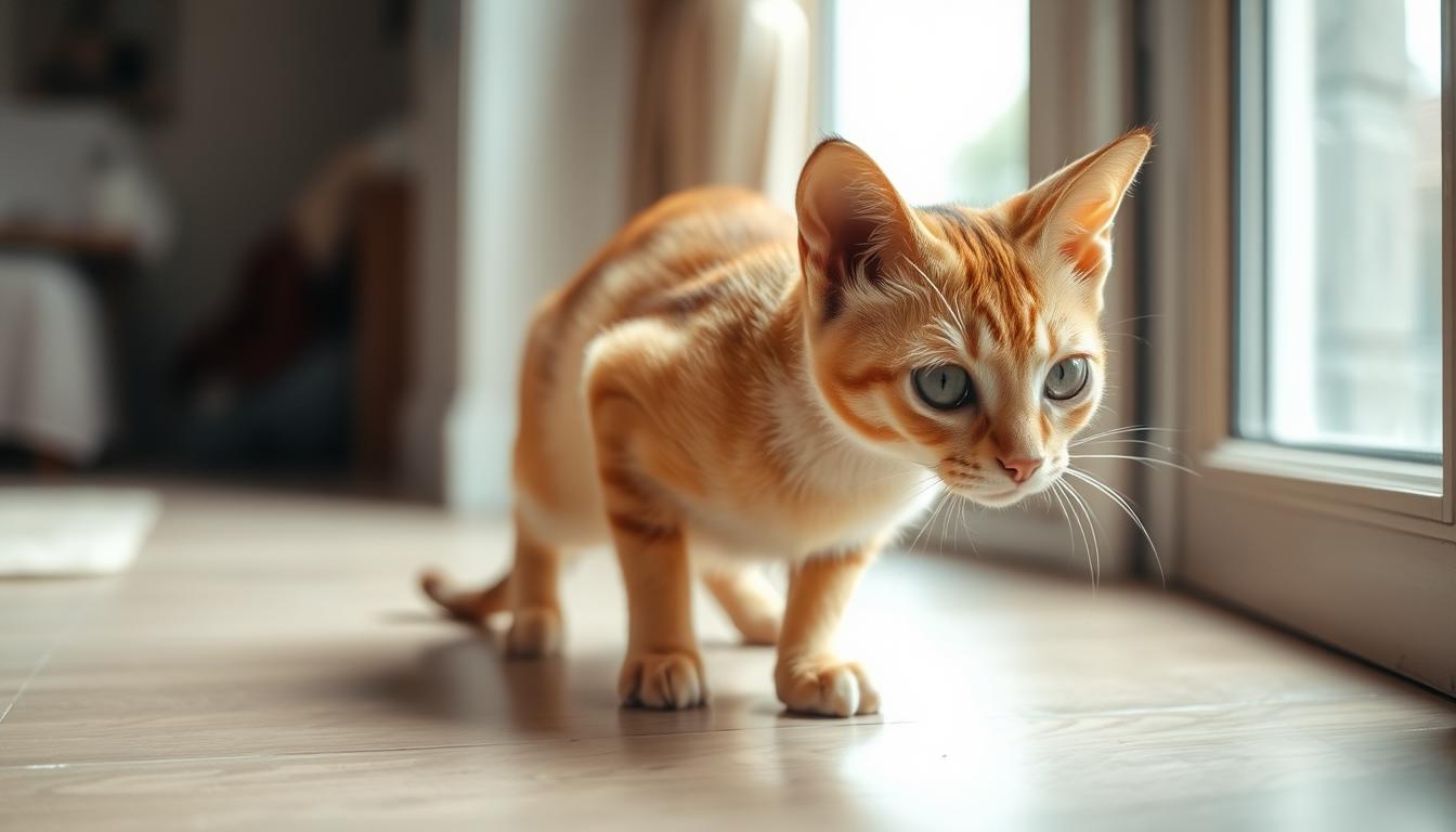 kot chowa się po zabawie