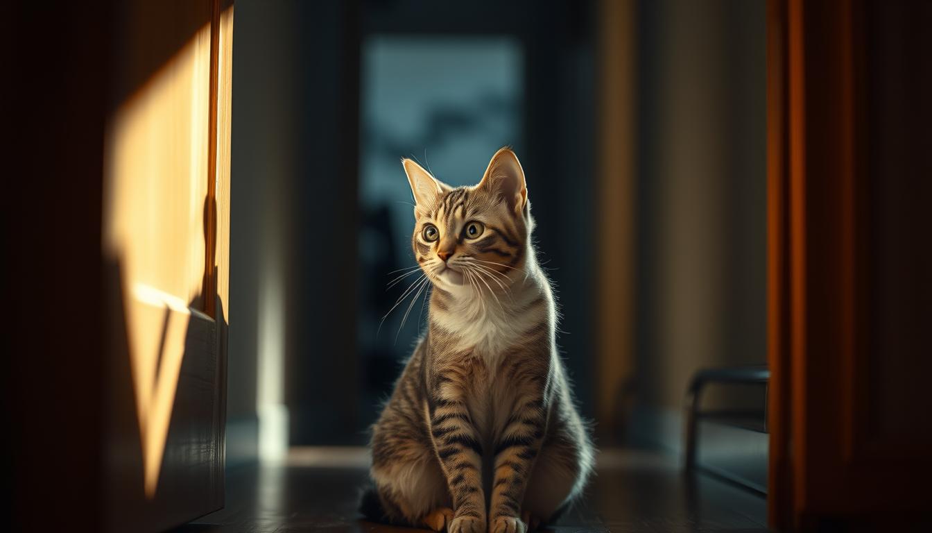 kot siedzi przed drzwiami, ale nie wychodzi