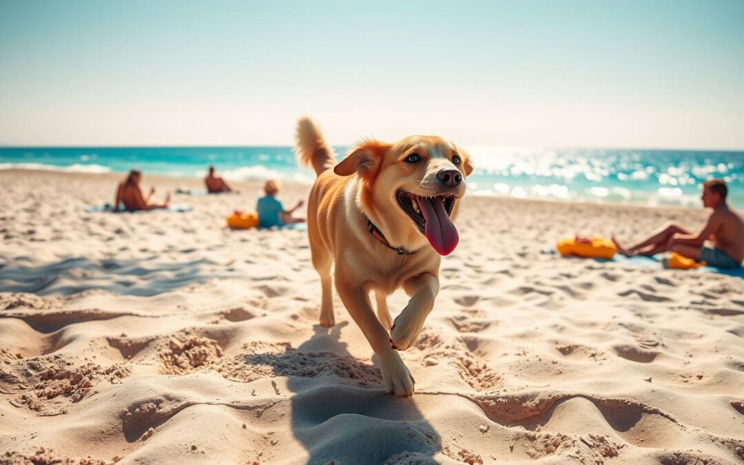 pies na plaży lato