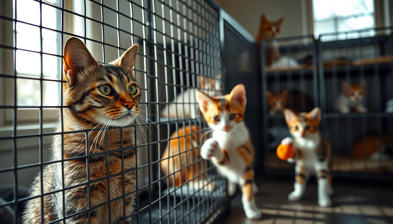 kot czekający na adopcję w schronisku