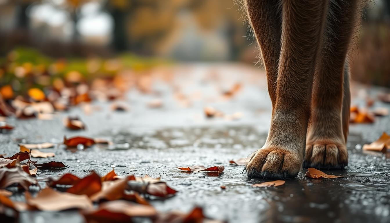 pies ochrona łap przed deszczem jesień