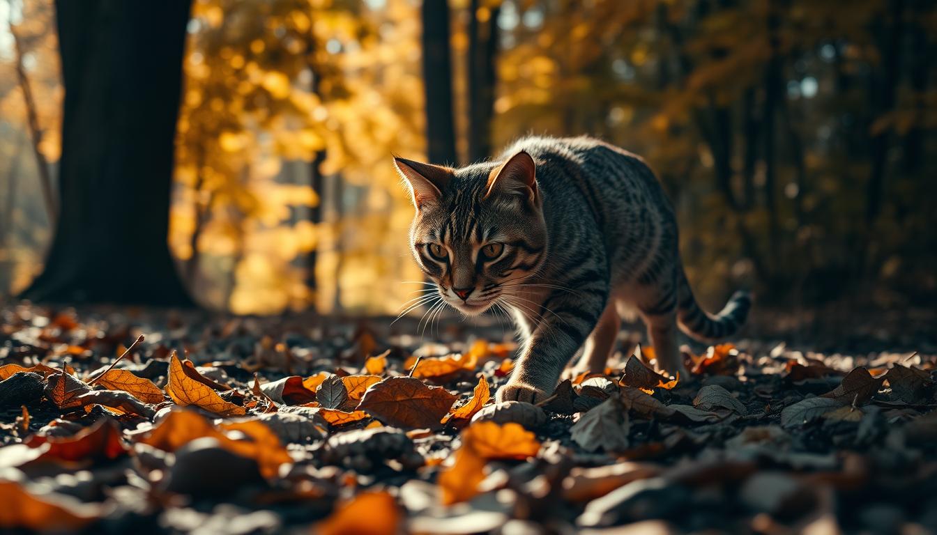 polowanie kota jesienią