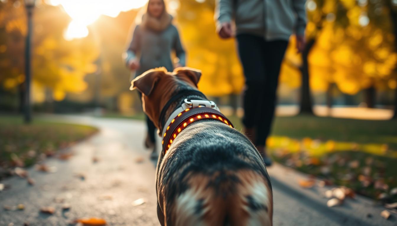 pies używanie świecącej obroży jesień
