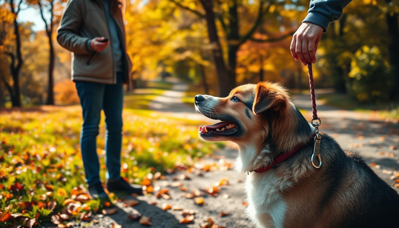 pies wspólny trening z opiekunem jesienne dni