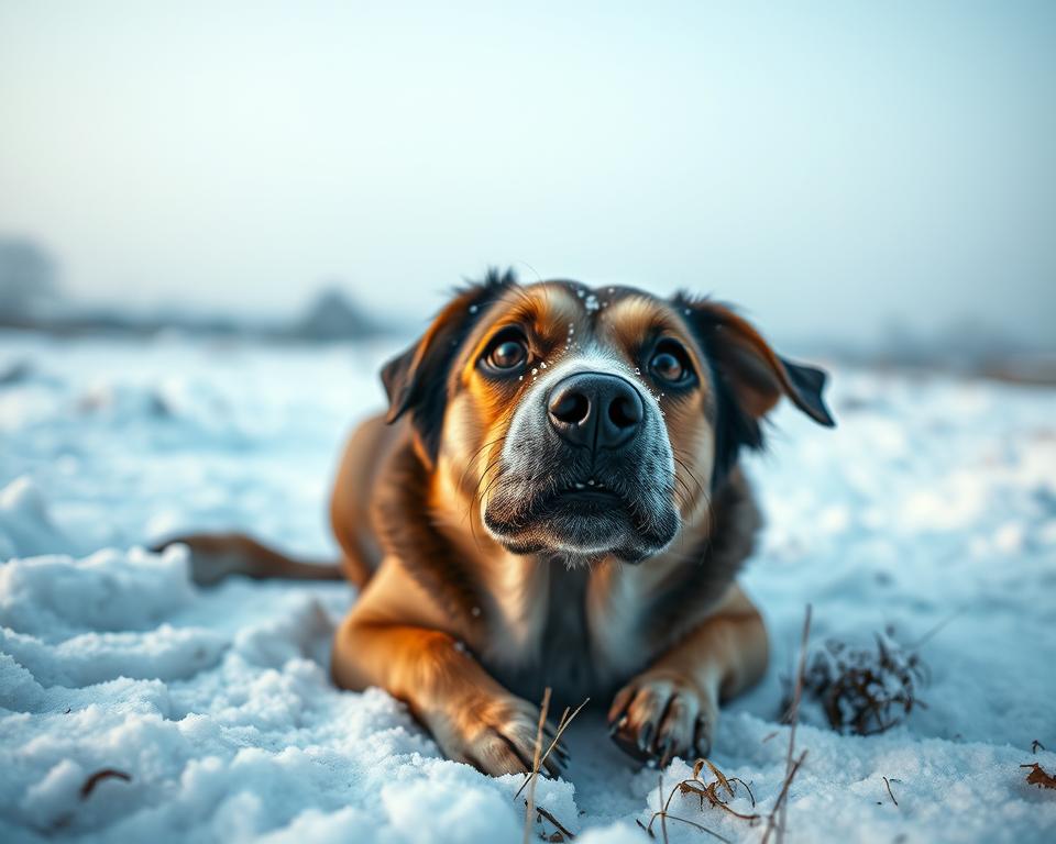 leczenie lęku psa przed śniegiem zima