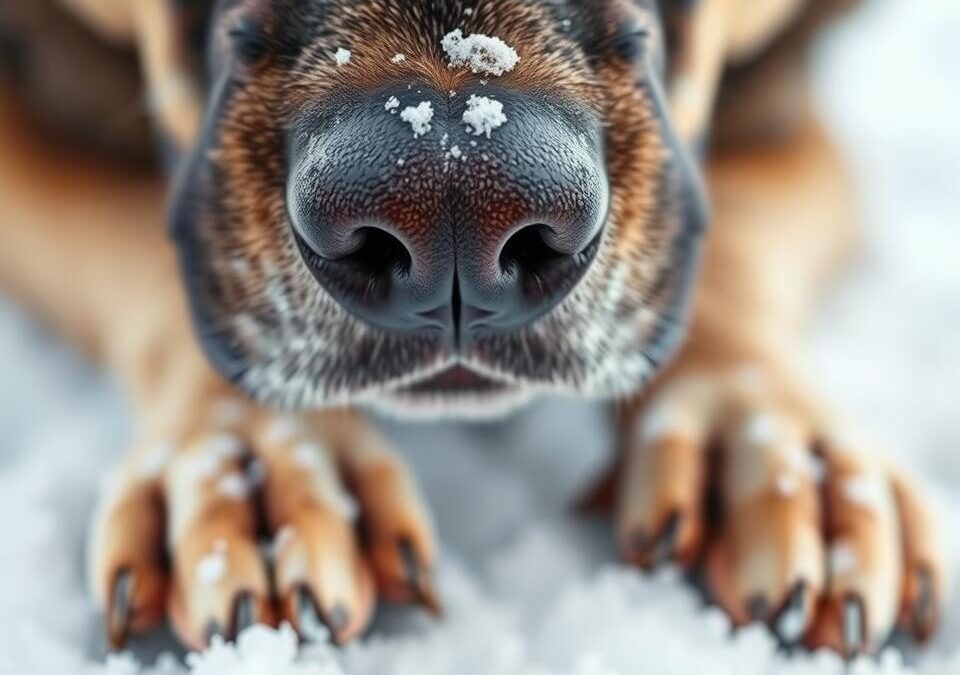 Jak pielęgnować nos i łapy psa zimą?