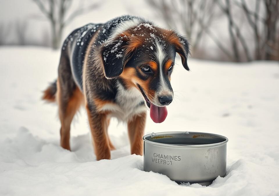 Zapotrzebowanie psów na wodę zimą – nie dopuść do odwodnienia