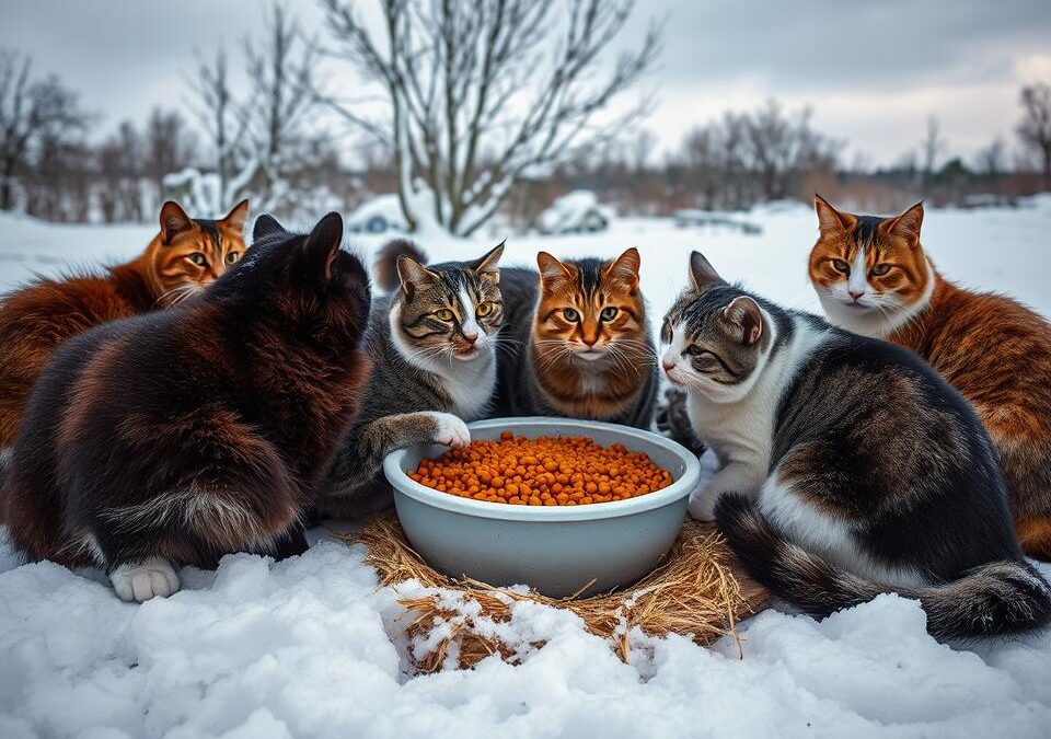 Karmienie kotów zewnętrznych zimą – na co uważać?
