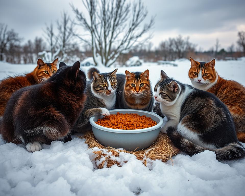 karmienie-kota-na-zewnatrz-zima karmienie kota na zewnątrz zimą