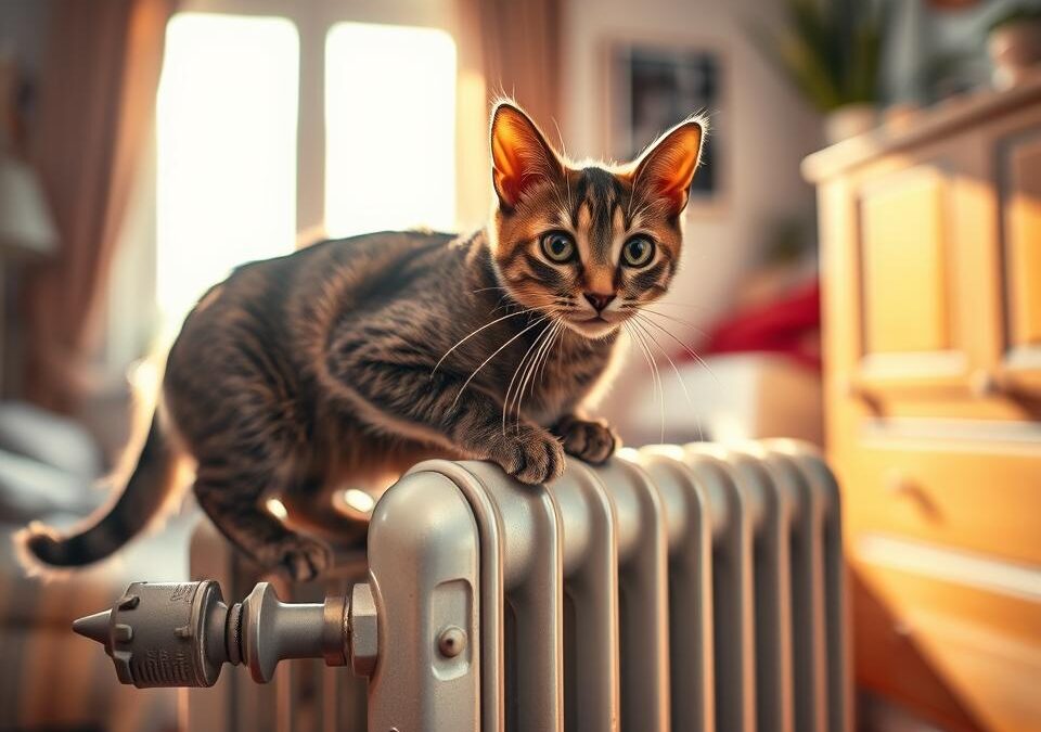Kot i zagrożenia związane z kaloryferem