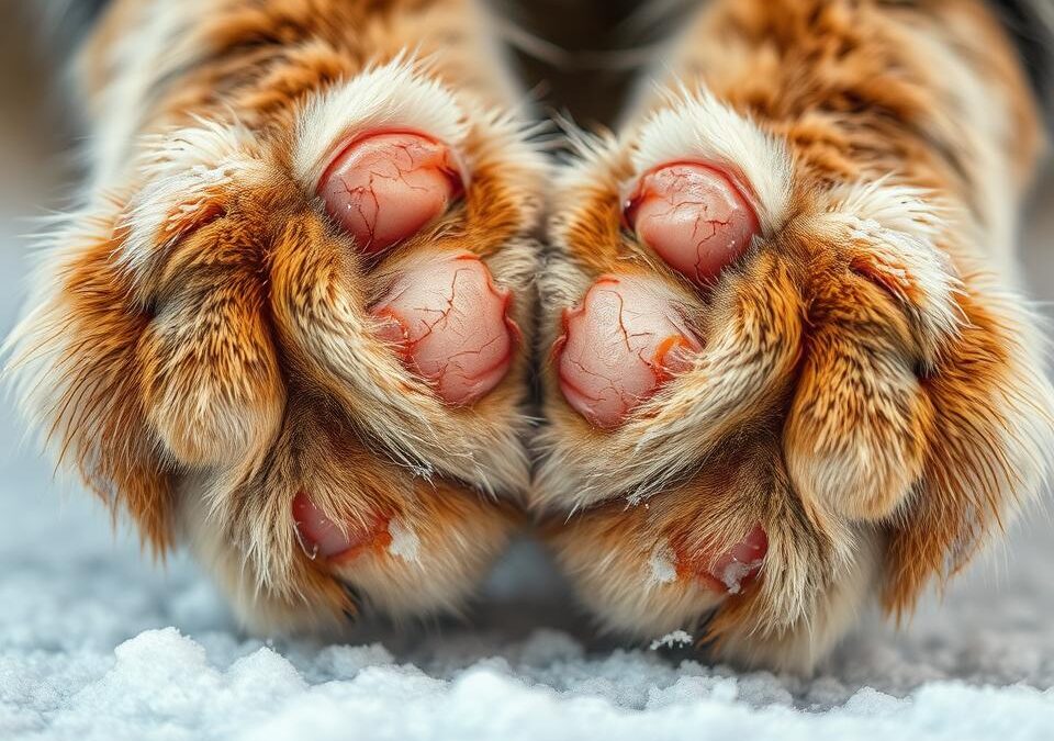 Pęknięcia na łapach kota zimą – skąd się biorą?