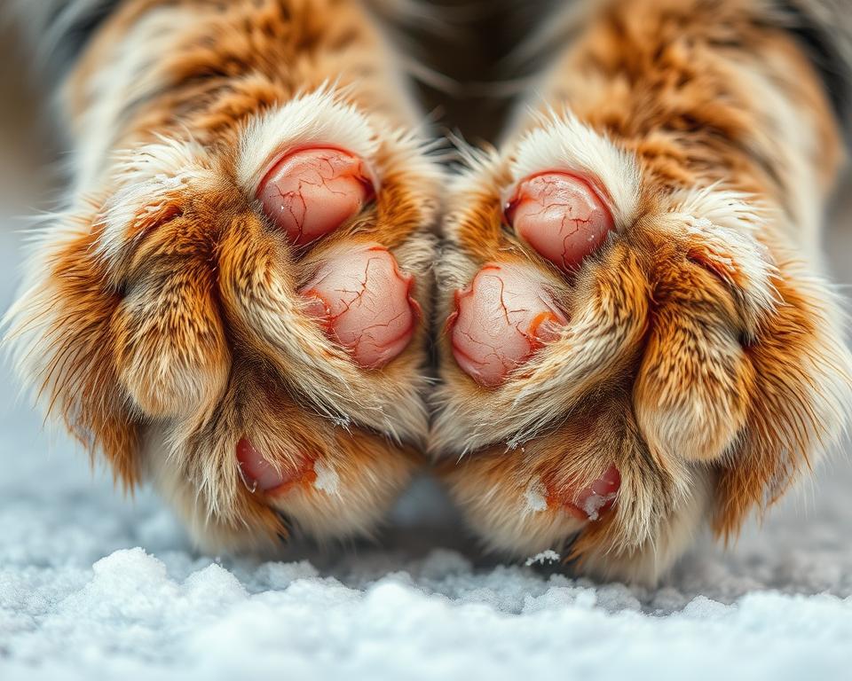 Pęknięcia na łapach kota zimą – skąd się biorą?