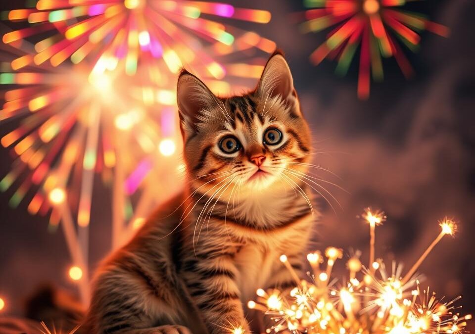 Kot i sylwestrowe petardy
