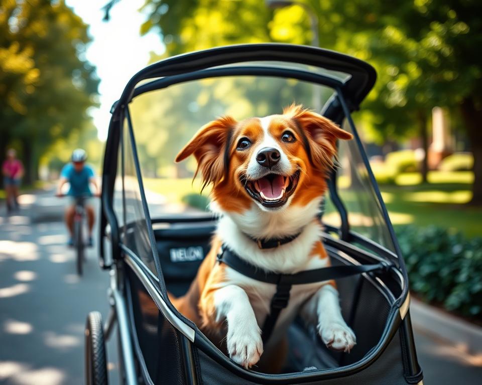 pies-w-przyczepce-rowerowej pies w przyczepce rowerowej