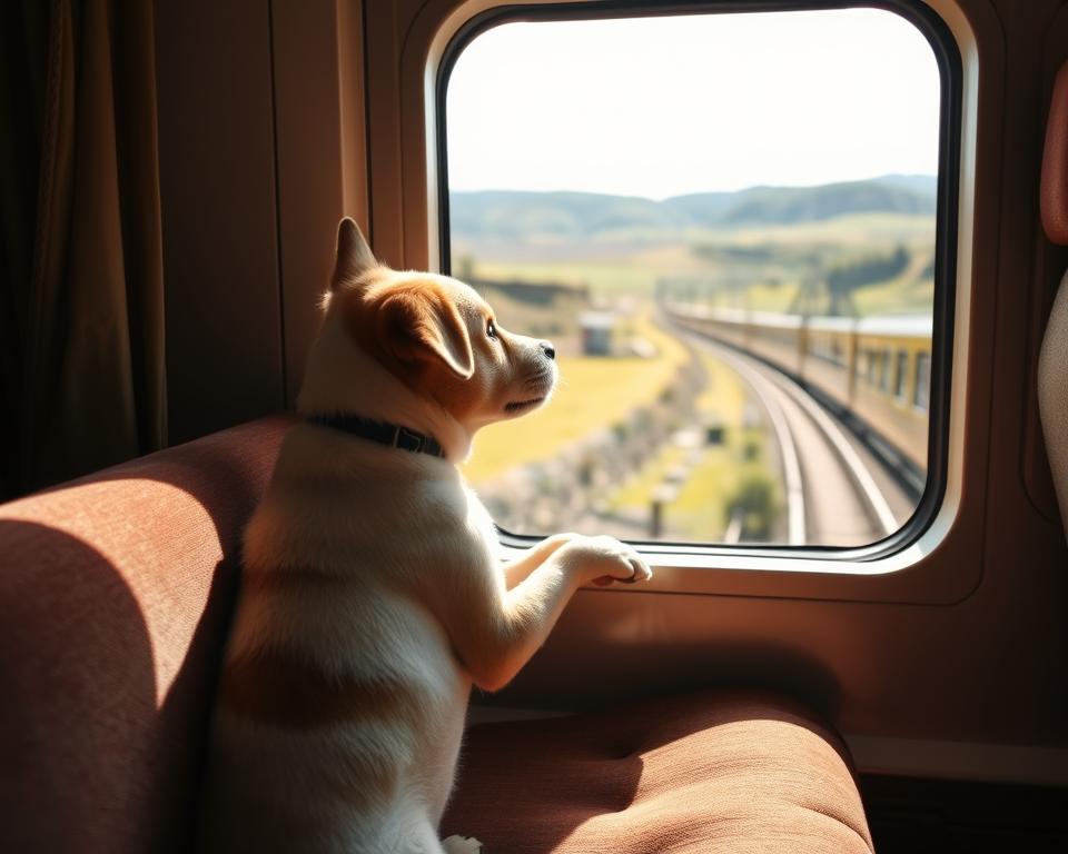 podróż psa pociągiem