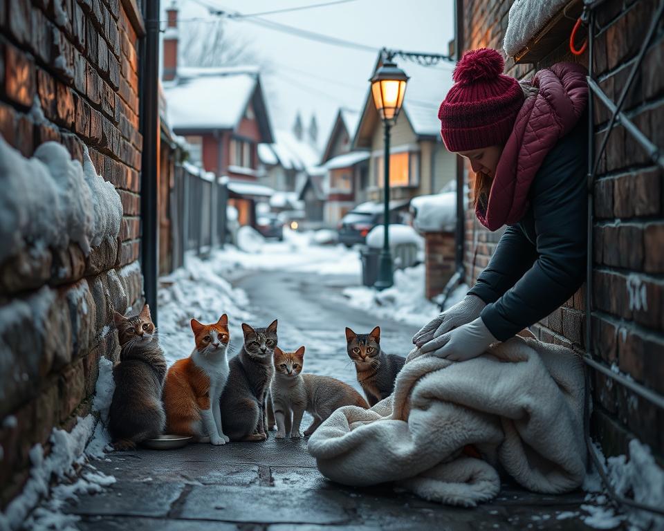 pomoc dla bezdomnych kotów zimą