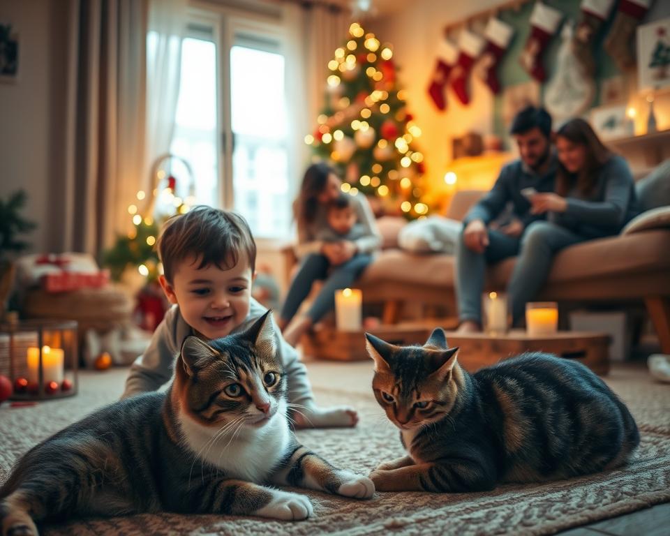 Święta w rodzinie z kotem – na co uważać, gdy są dzieci?