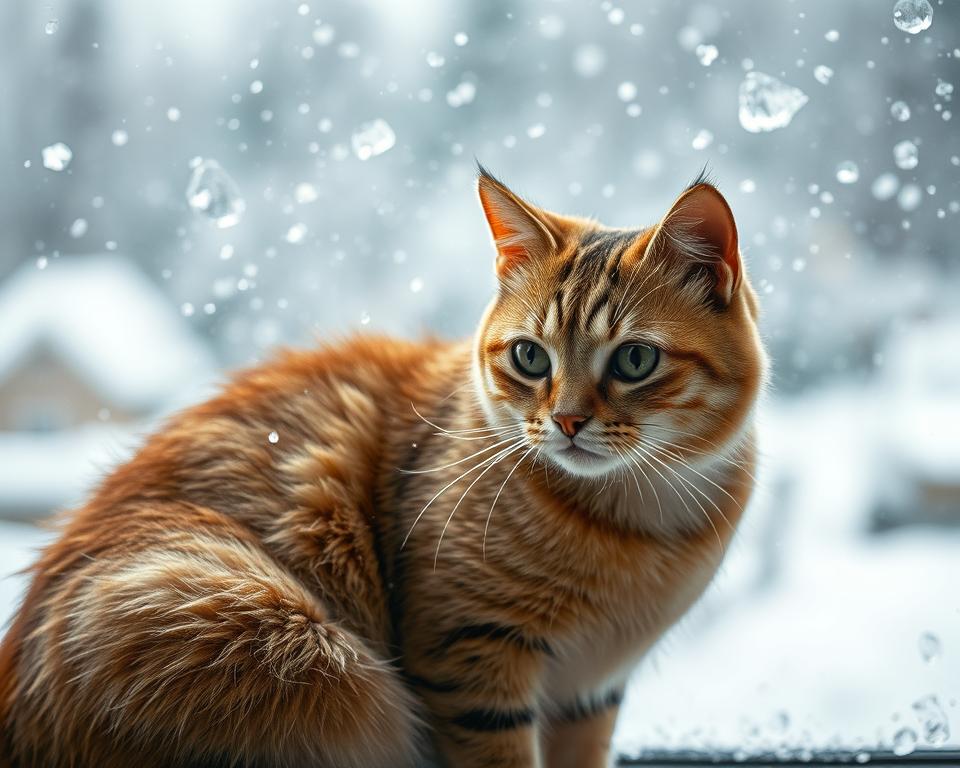 strach kota przed wichurą zimą