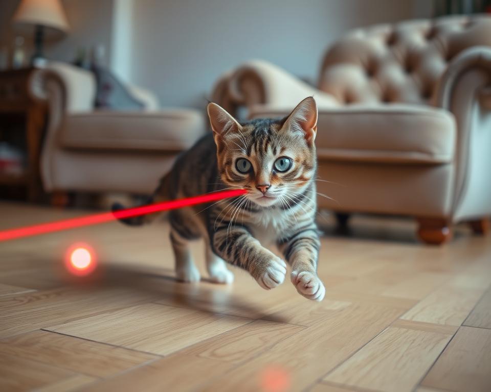 zabawa laserem z kotem