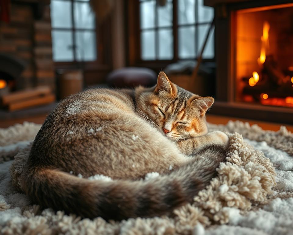 zachowanie kota pod koniec roku zimą