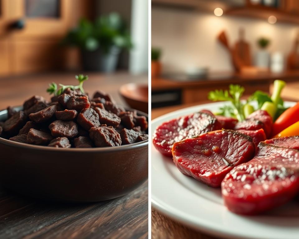 karma wołowa vs świeże mięso