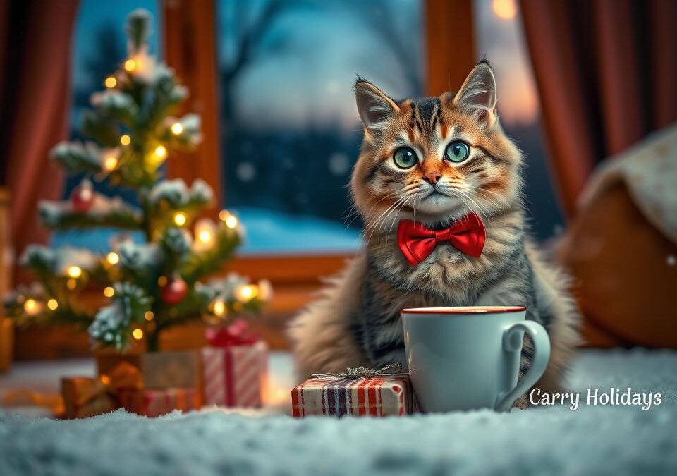 Kartka świąteczna z kotem – kreatywne pomysły