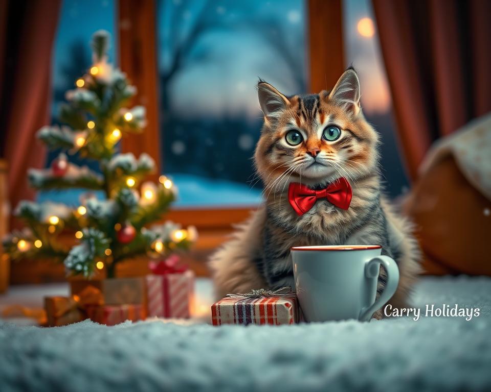 kartka świąteczna z kotem