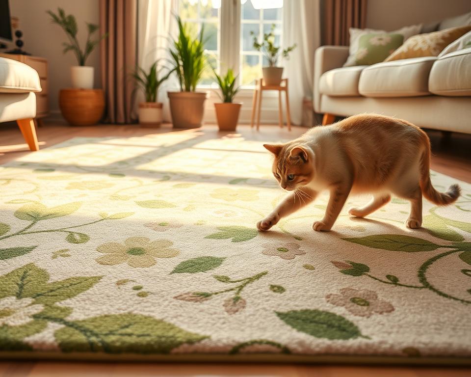 nowy dywan wiosną a kot