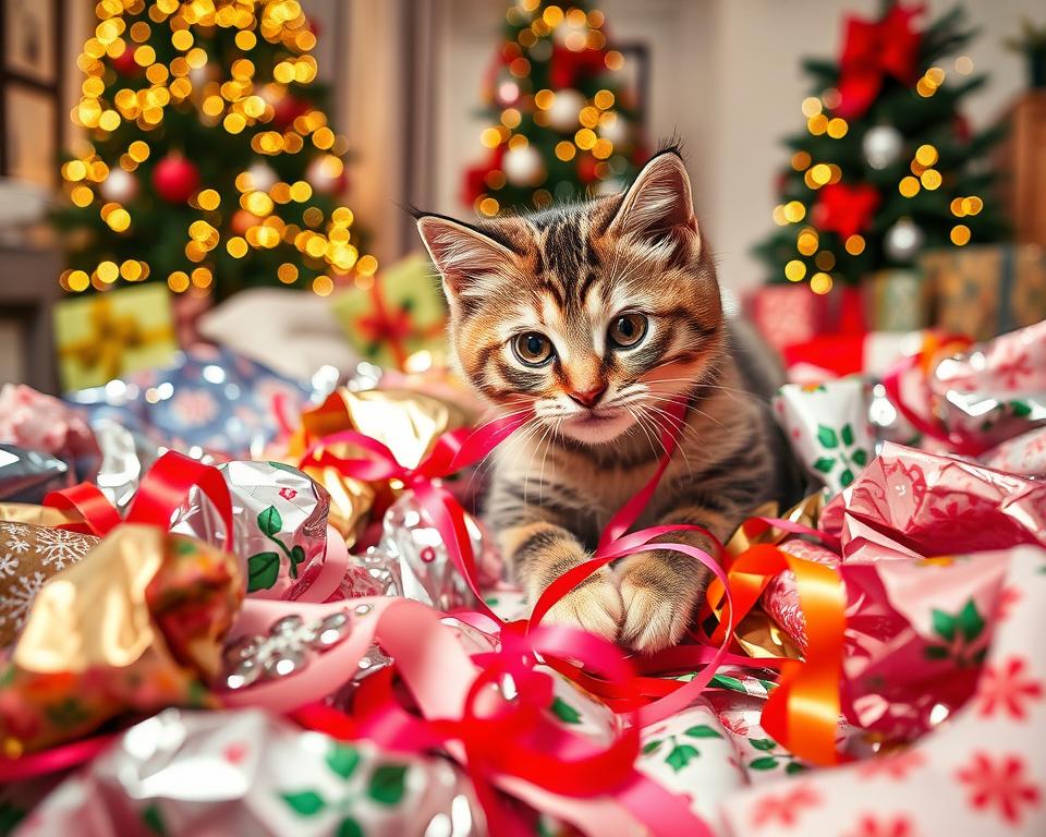 papier do pakowania prezentów a kot