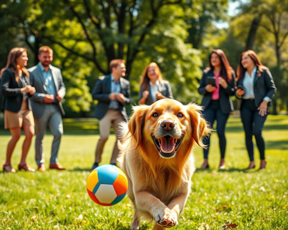 pies podczas integracji zespołowej