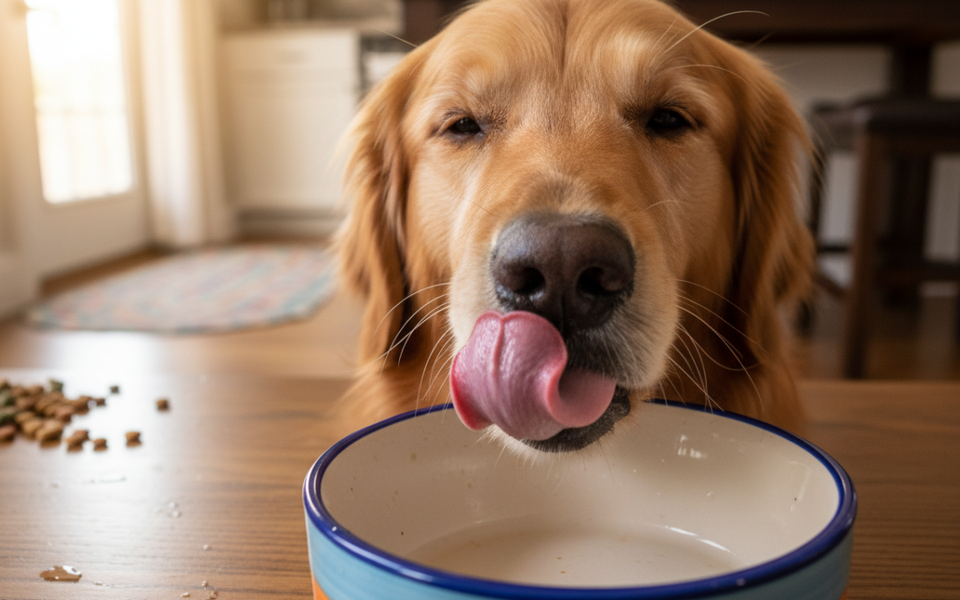 Dlaczego pies wylizuje miskę nawet po jedzeniu?