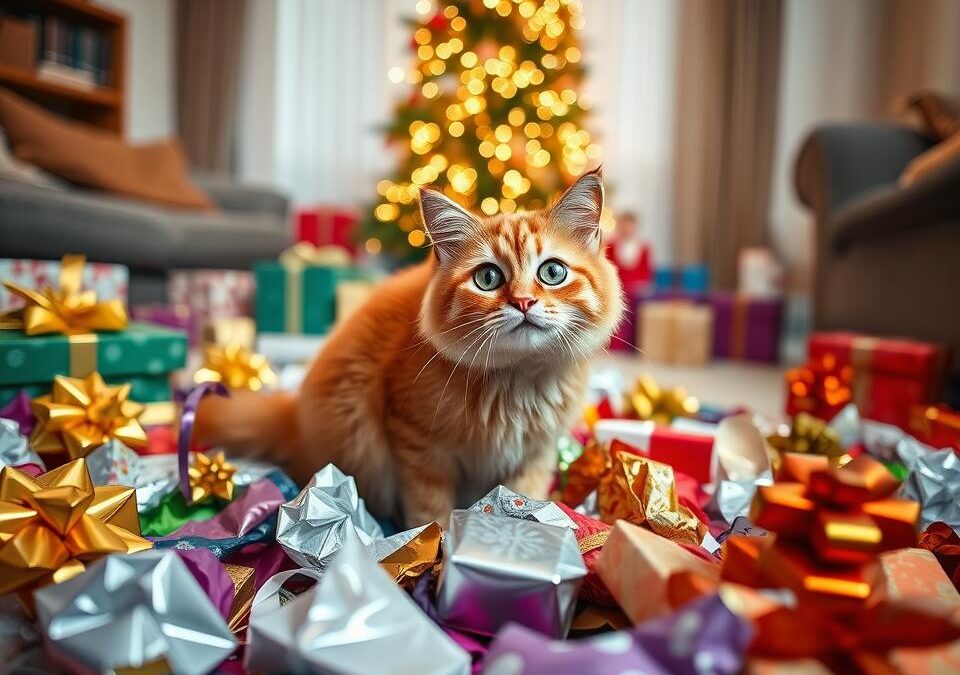 Koty i rozpakowywanie świątecznych prezentów – radość czy zagrożenie?