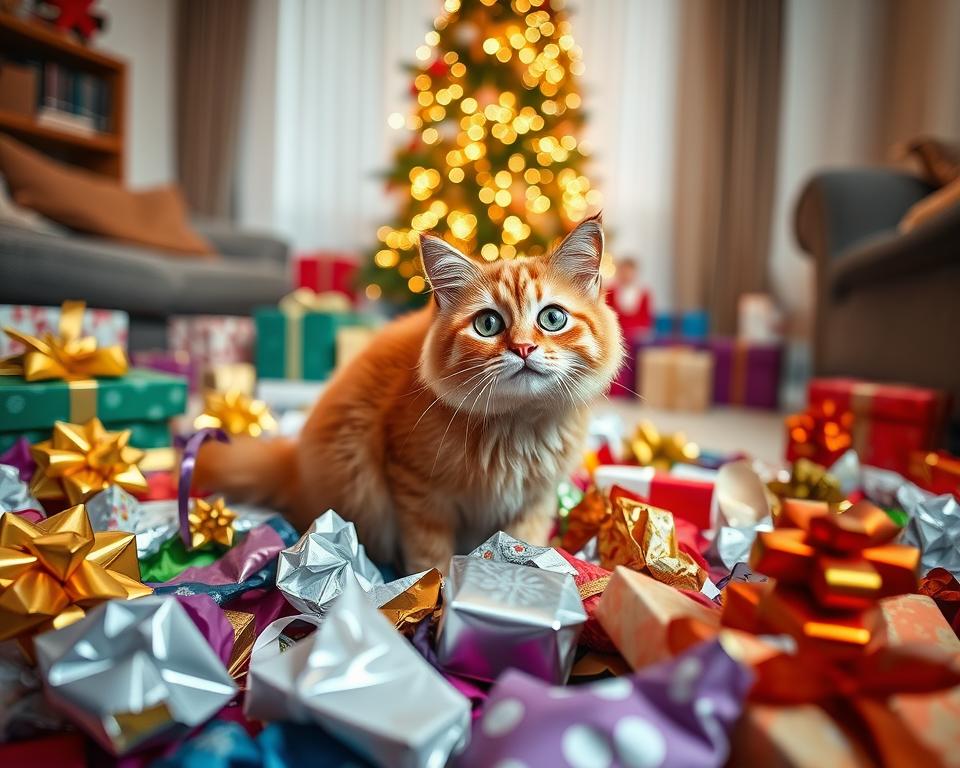 Koty i rozpakowywanie świątecznych prezentów – radość czy zagrożenie?