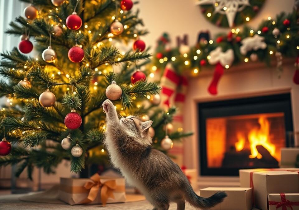 Kot i choinka – jak zadbać o bezpieczne świąteczne dekoracje?