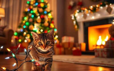 Blog o kotach 16 Kot i świąteczne lampki – dekoracja czy pułapka?