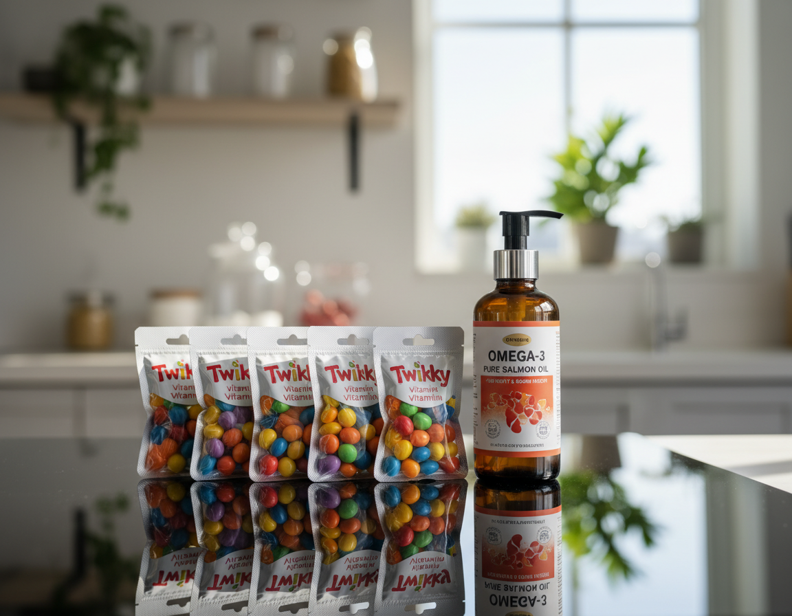 Witaminy Twinky i olej z łososia w zestawie – opcje zamówienia