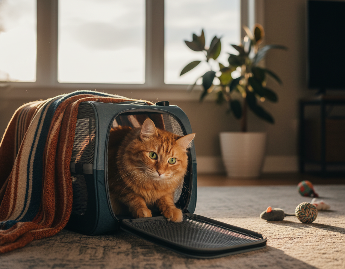 korzystanie z transportera przez kota