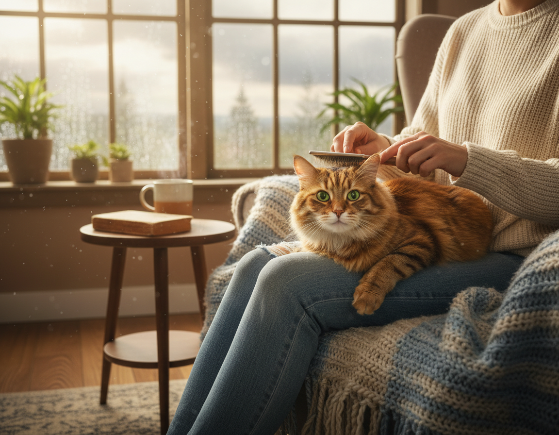 pielęgnacja kota w deszczową pogodę