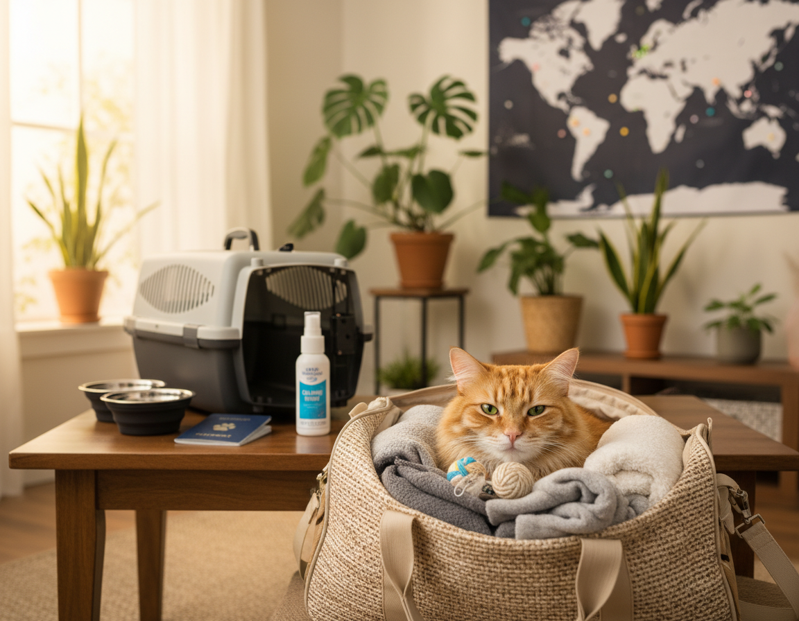 przygotowania do spokojnej podróży kota