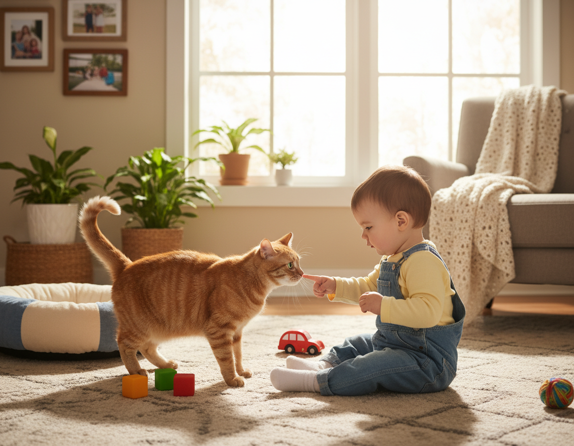 relacja kota z nowym członkiem rodziny