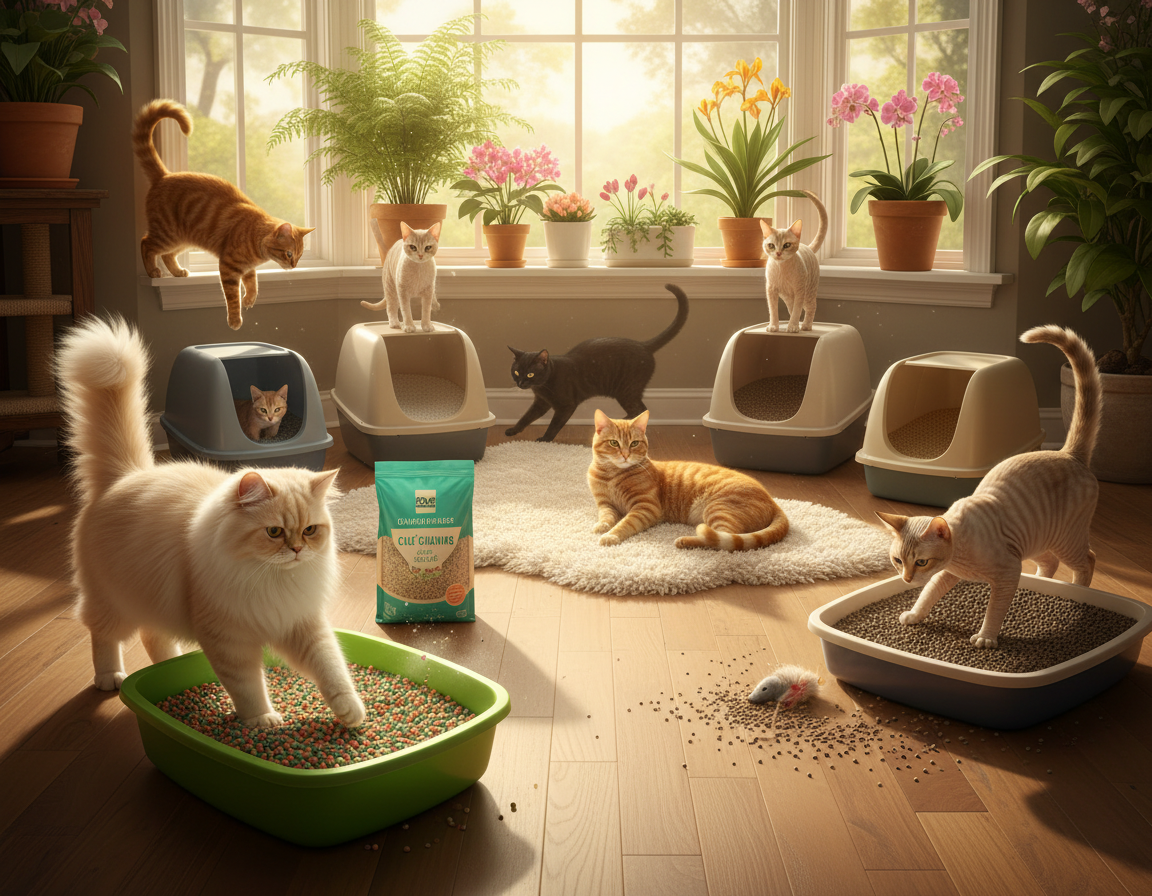 rodzaj żwirku w domu z wieloma kotami