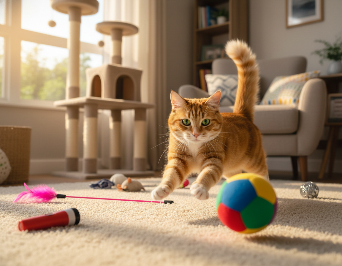 interaktywne zabawy z piłką dla kota