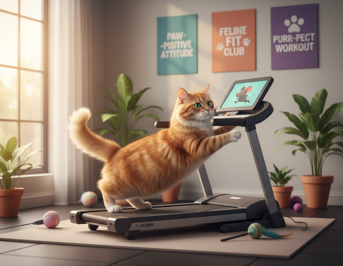 korzystanie z bieżni przez kota