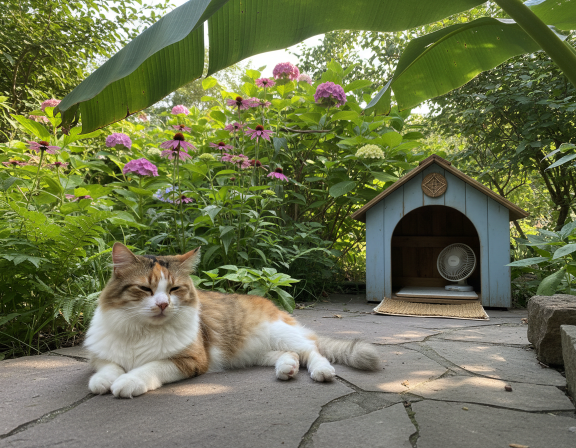 ochrona kota przed upałem na zewnątrz