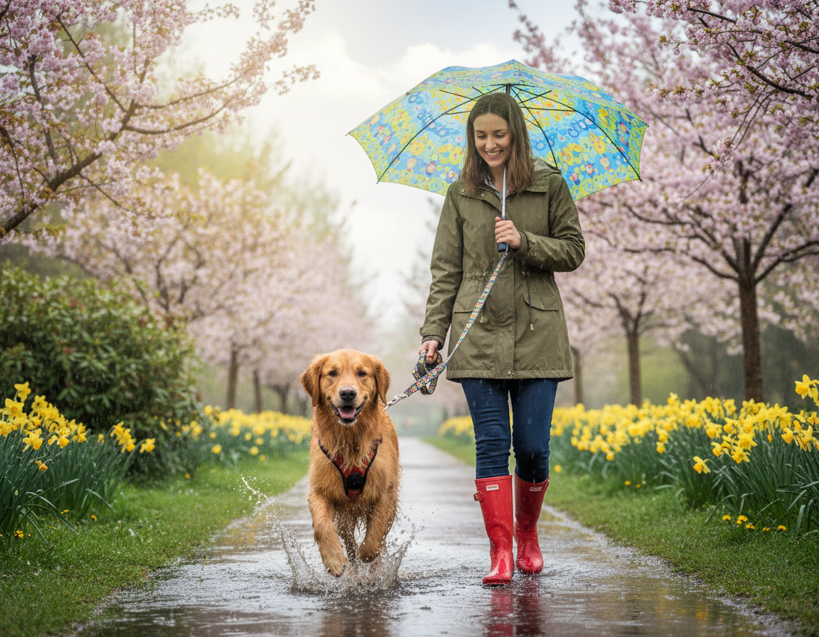 Spacer z psem w wiosennym deszczu – co będzie potrzebne?