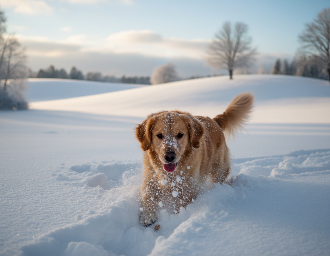 pies zima szukanie ukrytych przysmaków w śniegu